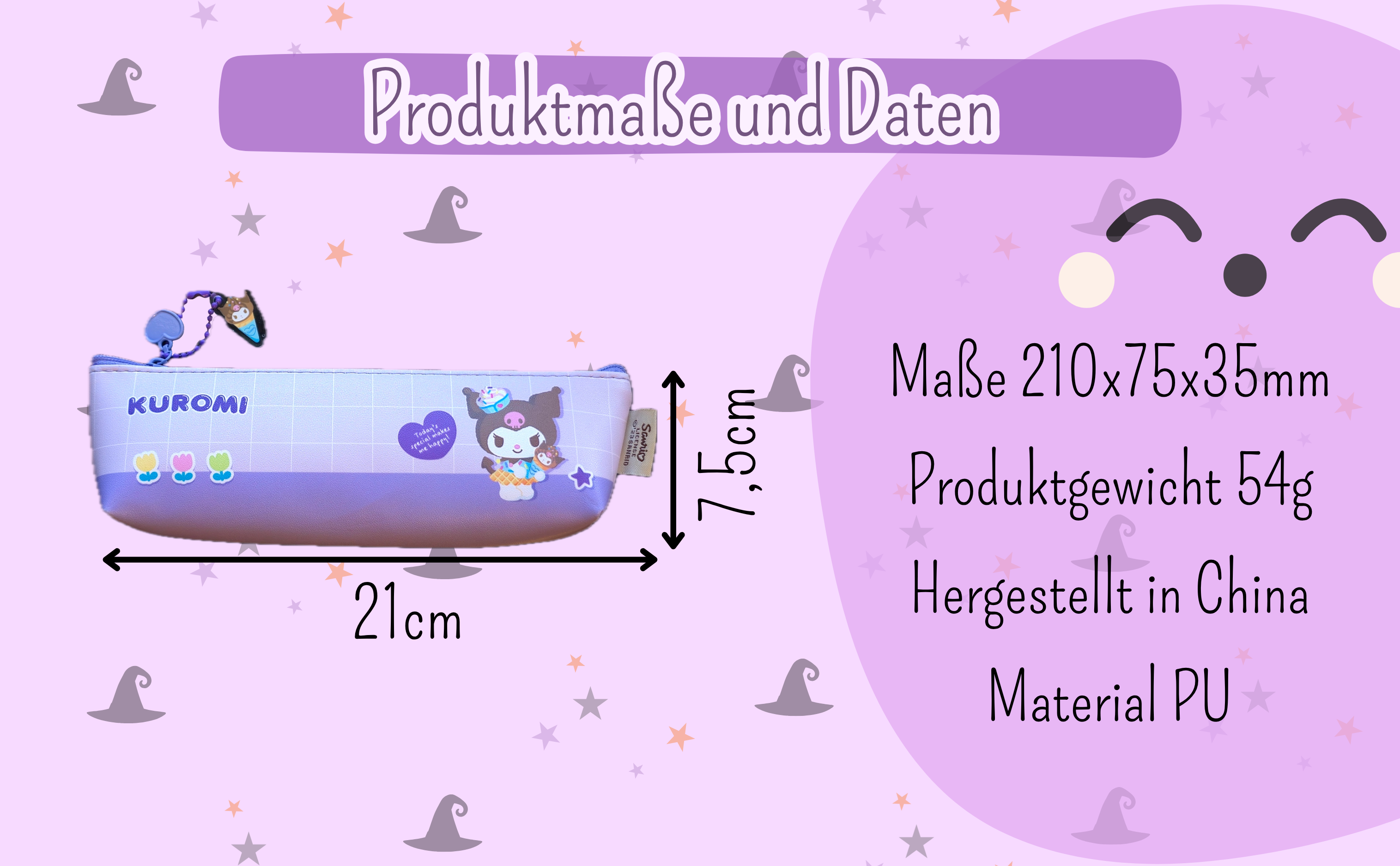 Kuromi flaches Federmäppchen