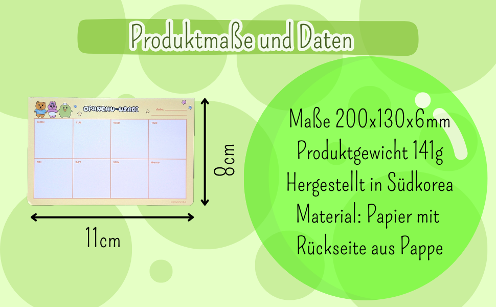 Opanchu Usagi Weekly Memopad Wochenplaner